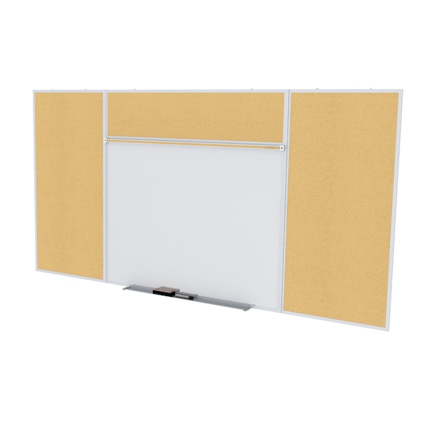 Combo Whiteboard/Bulletin, Mag Por/Cork, Styl E, 4 ft H x 10 ft W, Natural